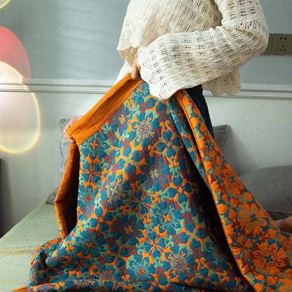Tagesdecke mit orientalischem Blumenmuster, 6-lagig | Für Bett und Sofa