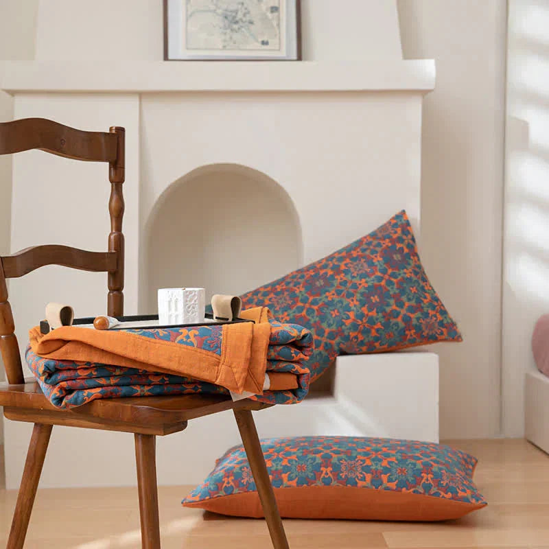 Tagesdecke mit orientalischem Blumenmuster, 6-lagig | Für Bett und Sofa