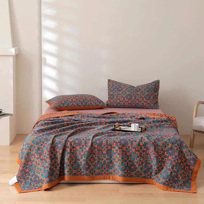 Tagesdecke mit orientalischem Blumenmuster, 6-lagig | Für Bett und Sofa