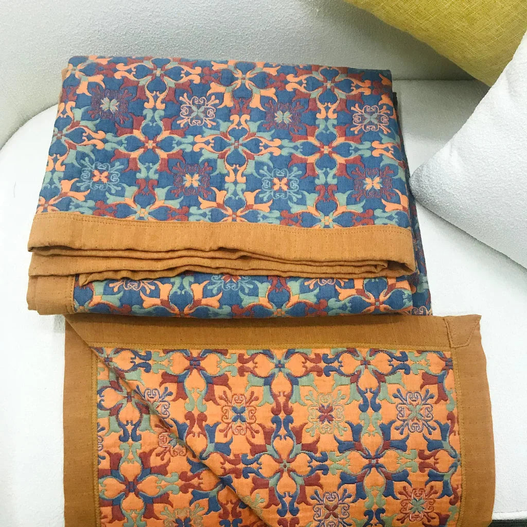 Tagesdecke mit orientalischem Blumenmuster, 6-lagig | Für Bett und Sofa