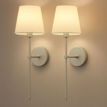 Wandleuchte mit Schirm 2er-Set kabellos | Ohne Verkabelung montierbar mit dimmbarem Licht