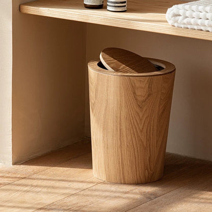 Abfalleimer Holzoptik mit Deckel