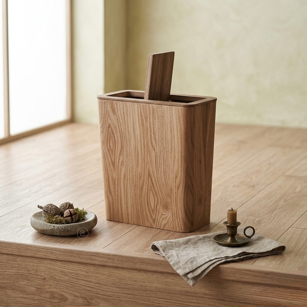 Abfalleimer Holzoptik mit Deckel