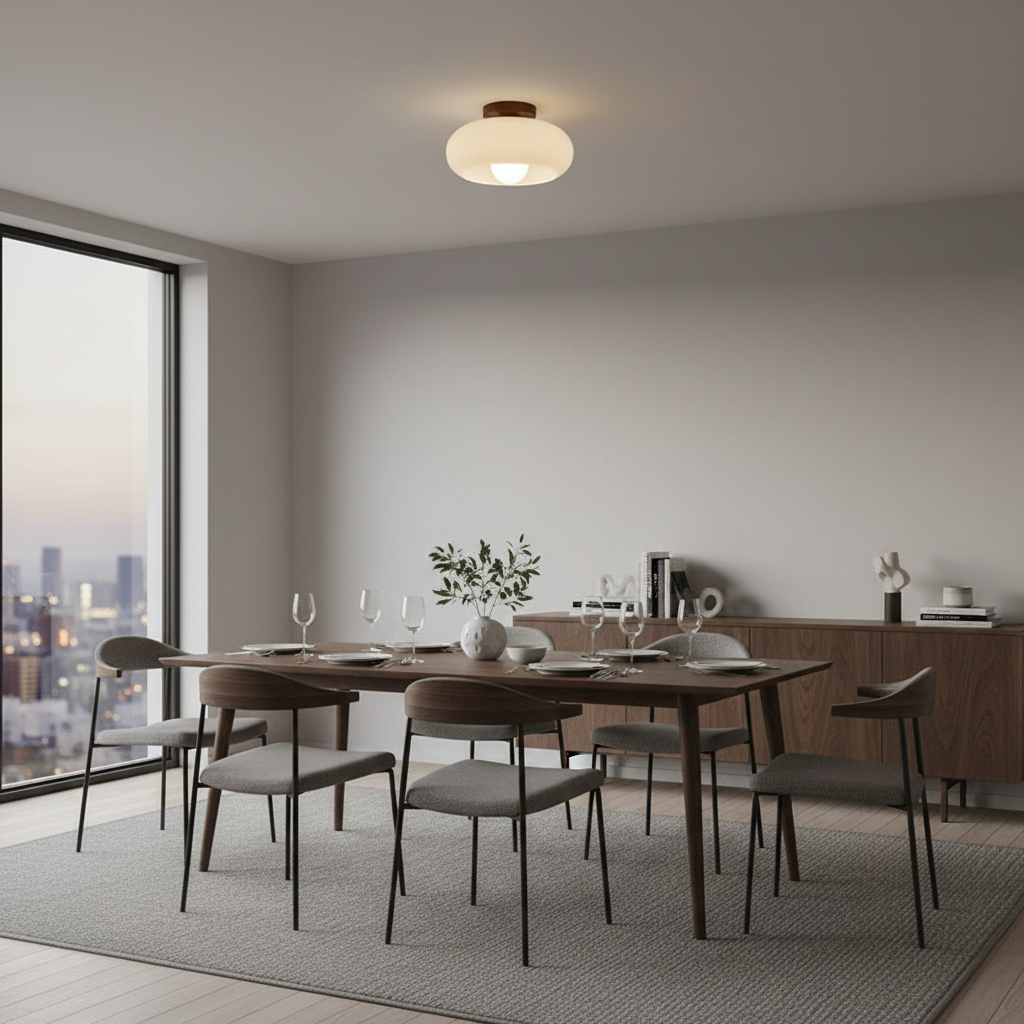 Deckenlampe mit rundem Glasschirm