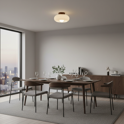 Deckenlampe mit rundem Glasschirm