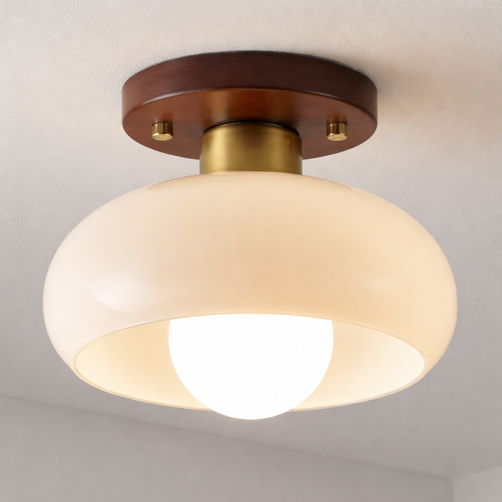 Deckenlampe mit rundem Glasschirm