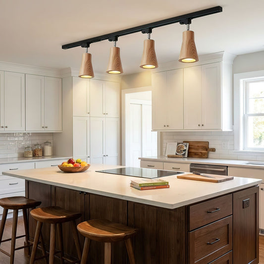 Deckenlampe mit Holz-Spots