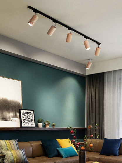 Deckenlampe mit Holz-Spots