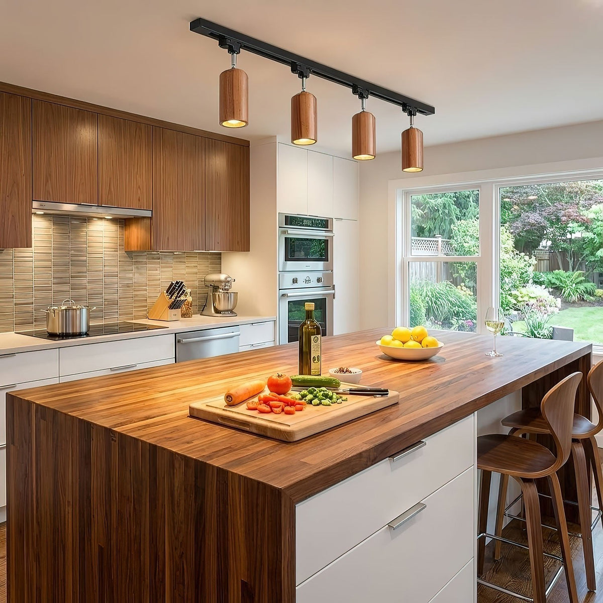Deckenlampe mit Holz-Spots