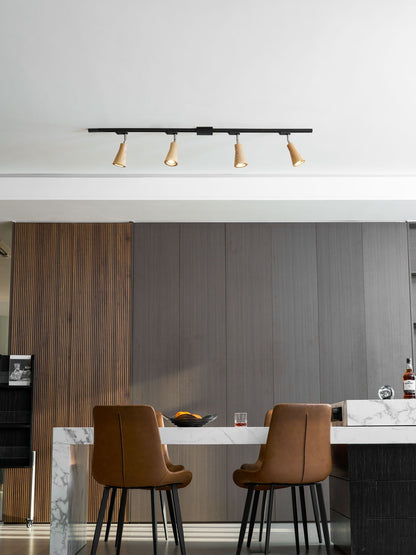 Deckenlampe mit Holz-Spots