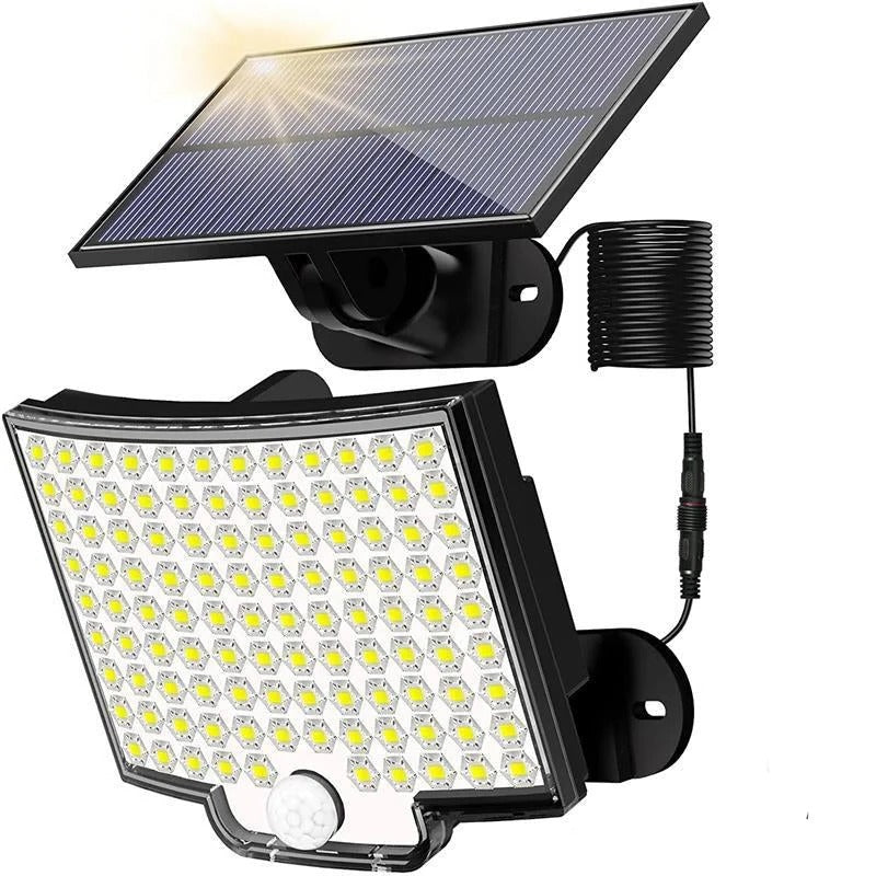 Solar LED-Aussenleuchte mit Bewegungsmelder | 106 LEDs, getrenntes Solarpanel, 3000-mAh-Akku