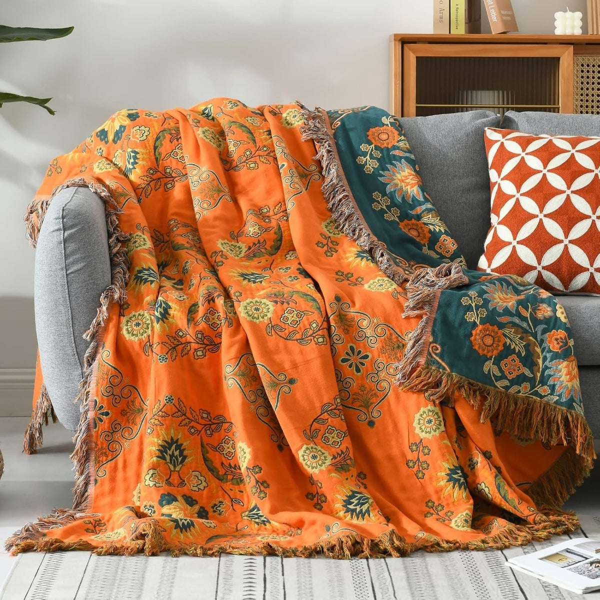 Wendedecke mit floralem Muster | Für Sofa und Bett