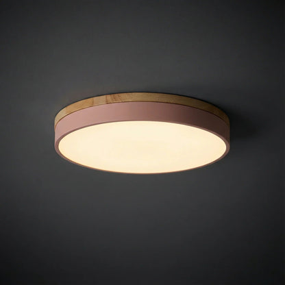 LED Deckenleuchte rund Holzrand