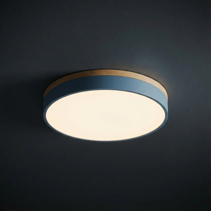 LED Deckenleuchte rund Holzrand