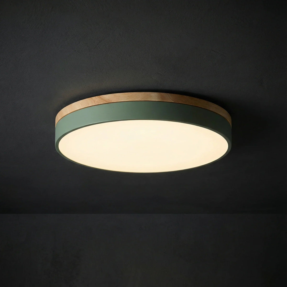 LED Deckenleuchte rund Holzrand