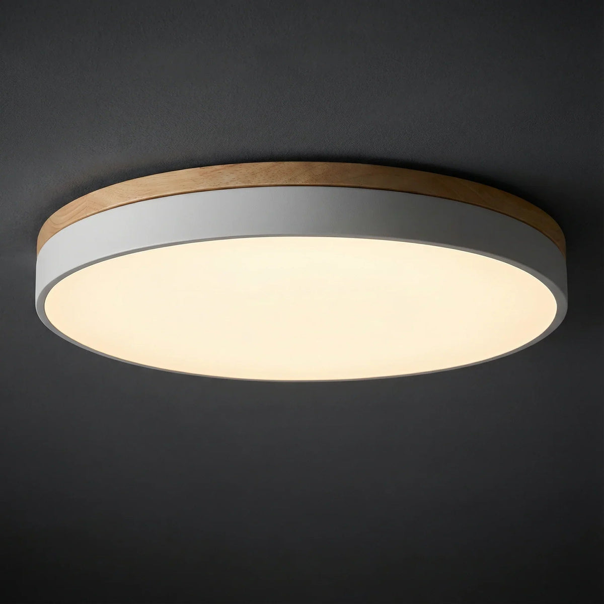 LED Deckenleuchte rund Holzrand
