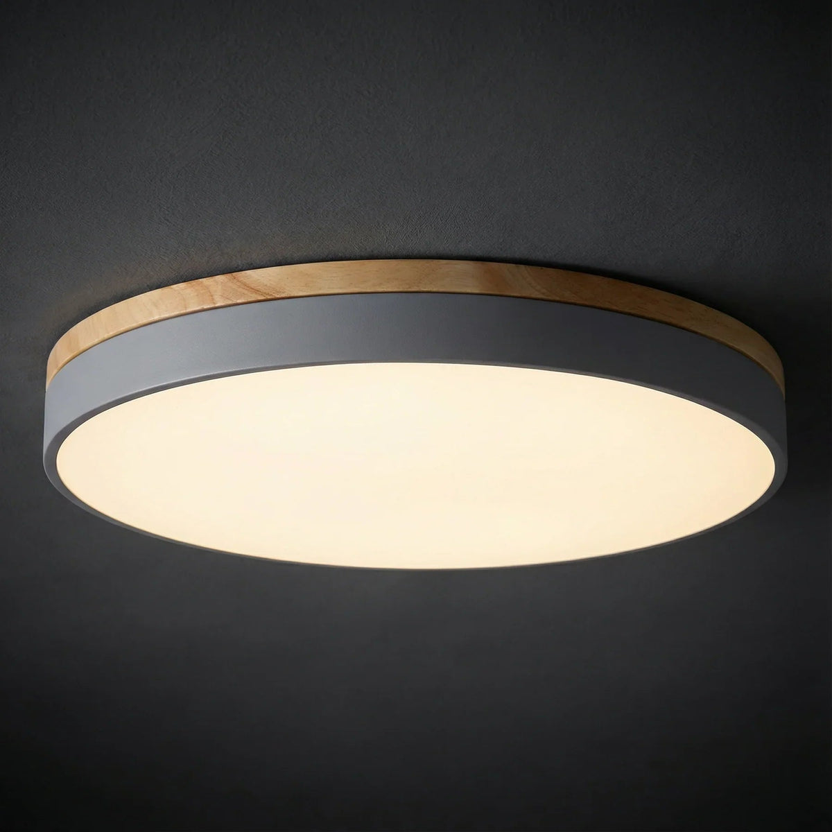 LED Deckenleuchte rund Holzrand