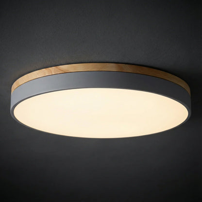 LED Deckenleuchte rund Holzrand