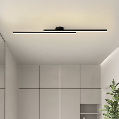 LED-Deckenleuchte mit zwei Lichtbalken aus Aluminium | Flaches Design mit integrierter LED