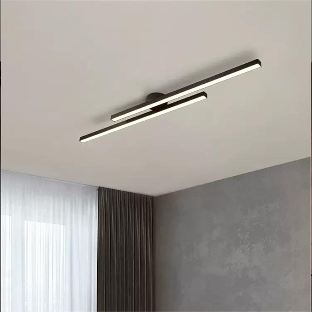 LED-Deckenleuchte mit zwei Lichtbalken aus Aluminium | Flaches Design mit integrierter LED