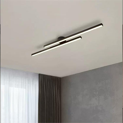 LED-Deckenleuchte mit zwei Lichtbalken aus Aluminium | Flaches Design mit integrierter LED