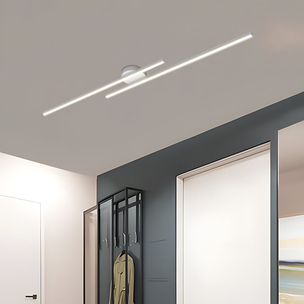 LED-Deckenleuchte mit zwei Lichtbalken aus Aluminium | Flaches Design mit integrierter LED