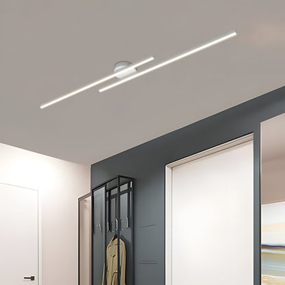 LED-Deckenleuchte mit zwei Lichtbalken aus Aluminium | Flaches Design mit integrierter LED