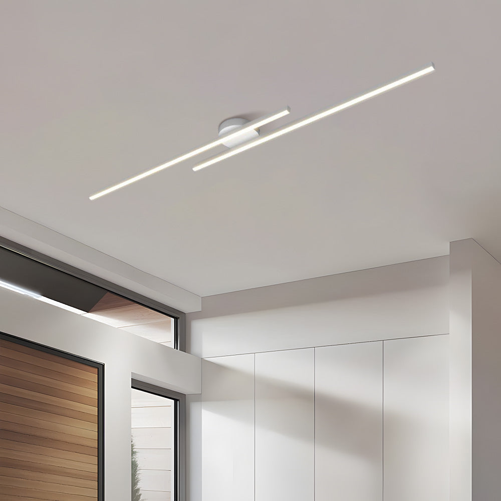 LED-Deckenleuchte mit zwei Lichtbalken aus Aluminium | Flaches Design mit integrierter LED