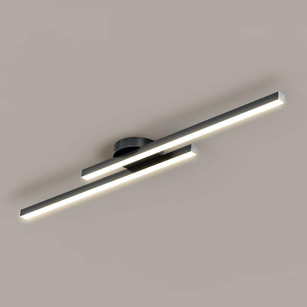 LED-Deckenleuchte mit zwei Lichtbalken aus Aluminium | Flaches Design mit integrierter LED