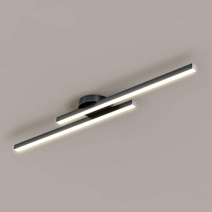 LED-Deckenleuchte mit zwei Lichtbalken aus Aluminium | Flaches Design mit integrierter LED