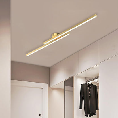 LED-Deckenleuchte mit zwei Lichtbalken aus Aluminium | Flaches Design mit integrierter LED