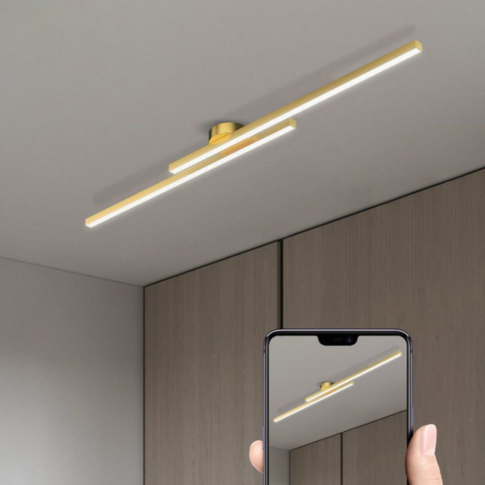 LED-Deckenleuchte mit zwei Lichtbalken aus Aluminium | Flaches Design mit integrierter LED