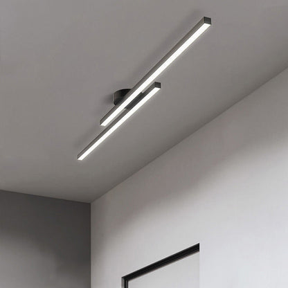 LED-Deckenleuchte mit zwei Lichtbalken aus Aluminium | Flaches Design mit integrierter LED
