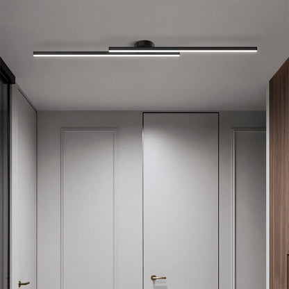 LED-Deckenleuchte mit zwei Lichtbalken aus Aluminium | Flaches Design mit integrierter LED