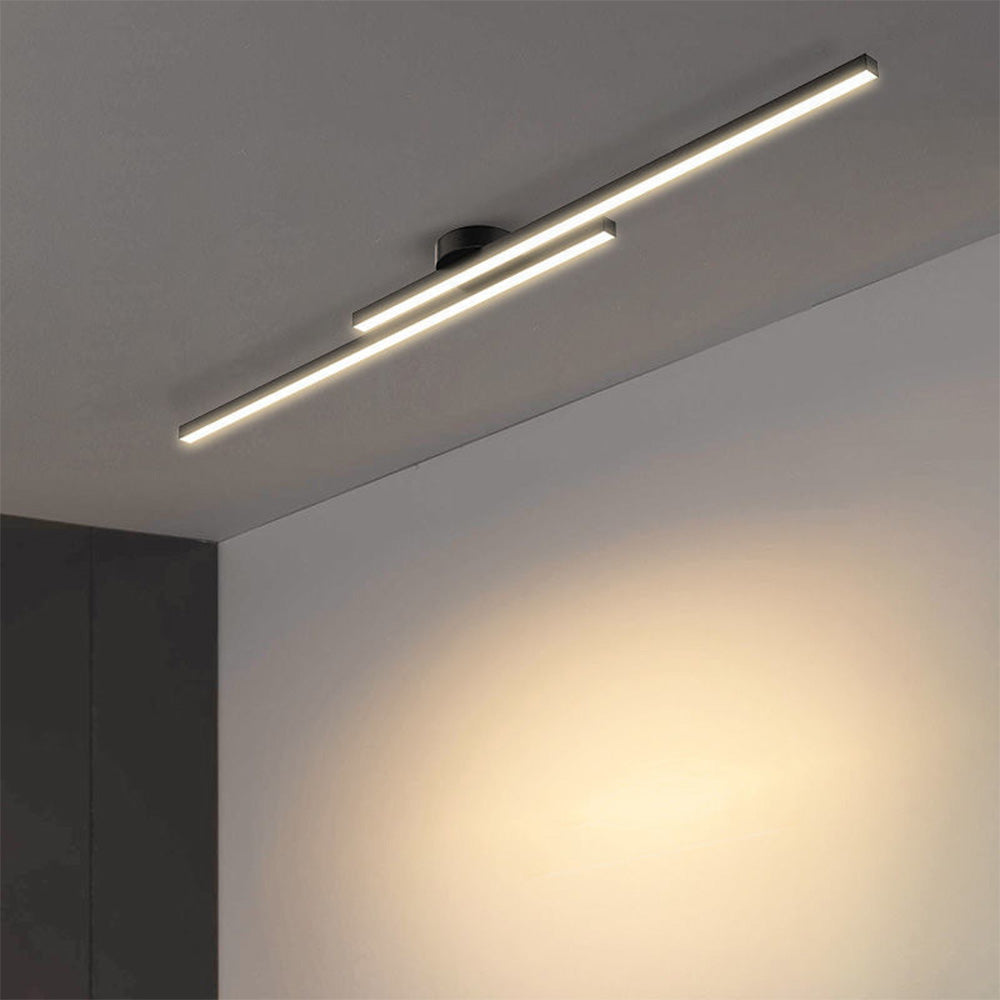 LED-Deckenleuchte mit zwei Lichtbalken aus Aluminium | Flaches Design mit integrierter LED