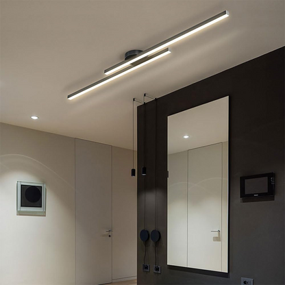LED-Deckenleuchte mit zwei Lichtbalken aus Aluminium | Flaches Design mit integrierter LED