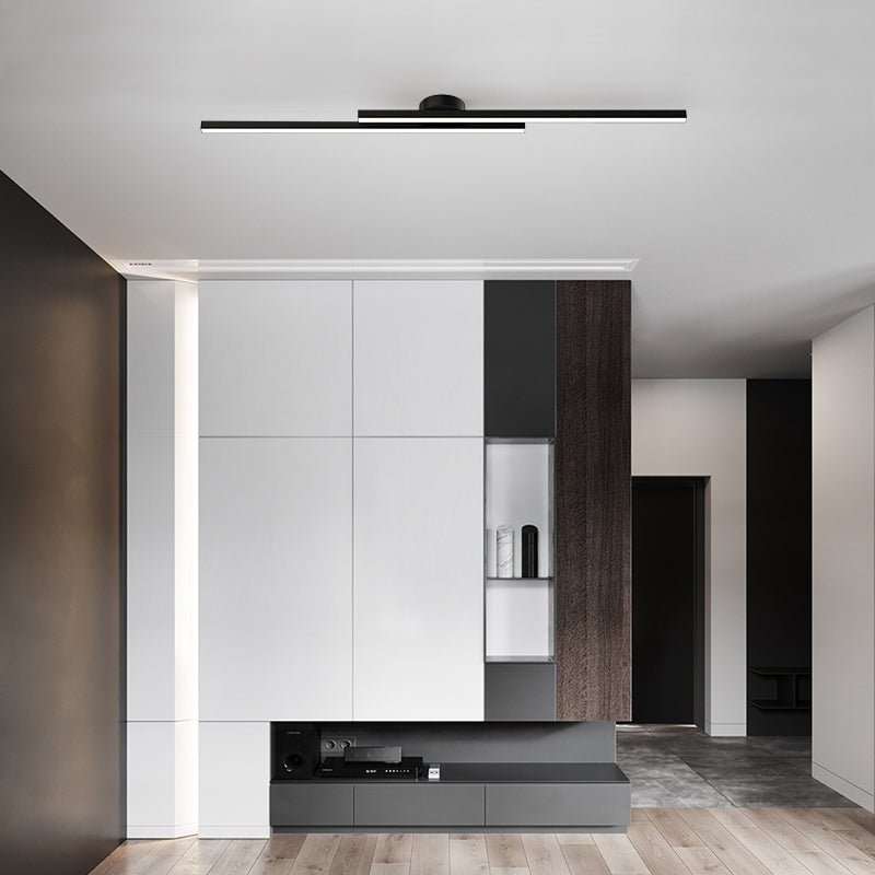 LED-Deckenleuchte mit zwei Lichtbalken aus Aluminium | Flaches Design mit integrierter LED