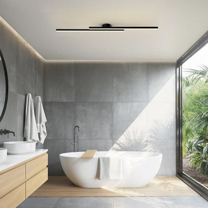 LED-Deckenleuchte mit zwei Lichtbalken aus Aluminium | Flaches Design mit integrierter LED
