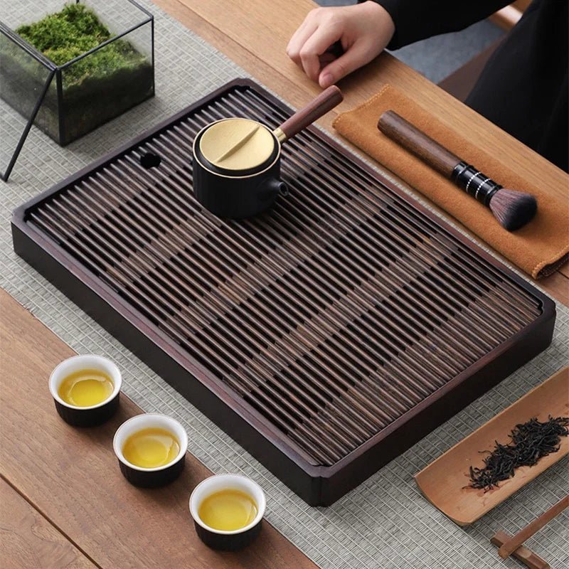 Teetablett Bambus mit Abfluss