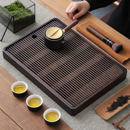 Teetablett Bambus mit Abfluss