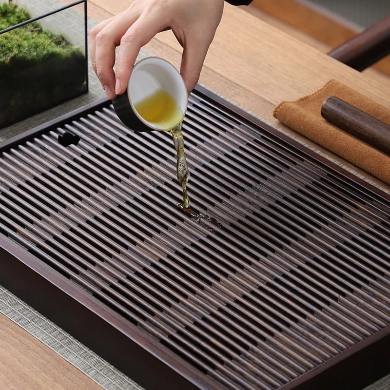 Teetablett Bambus mit Abfluss
