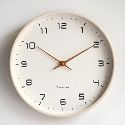 Runde analoge Wanduhr mit Rahmen in Holzoptik | Für Wohnzimmer und Büro